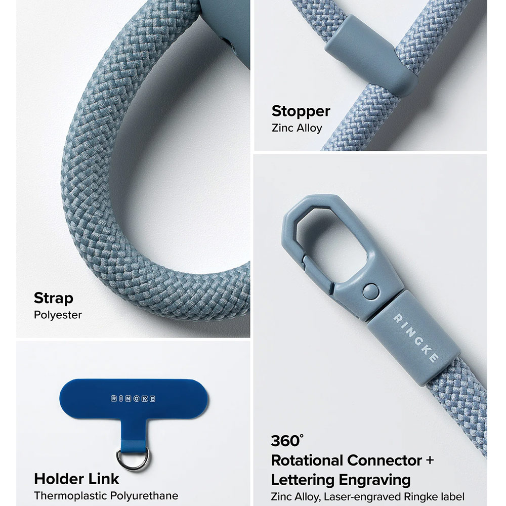 Picture of Ringke Holder Link Flow Finger Ring Strap Phone Strap for closed-bottom phone case (Urban Blue)