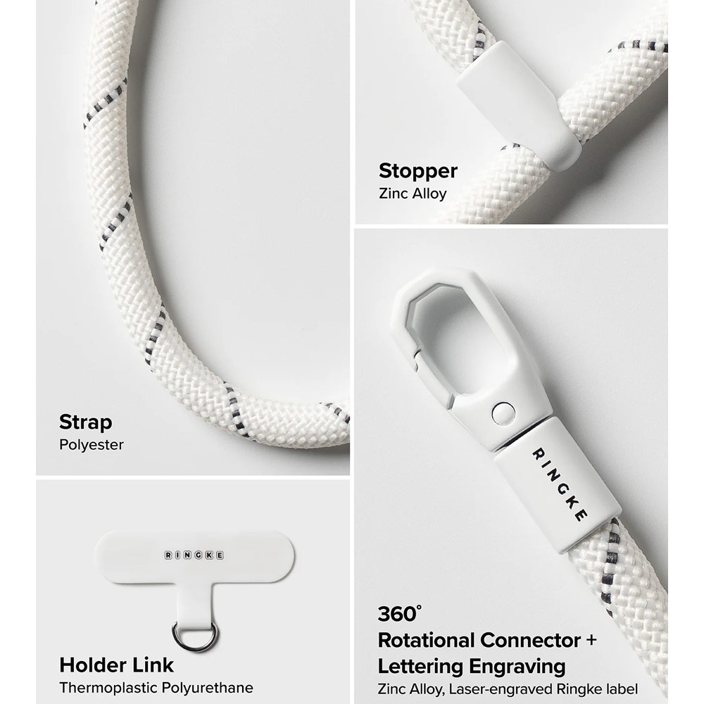 Picture of Ringke Holder Link and Flow Hand Strap P-Type Wrist Strap Phone Strap for closed-bottom phone case (Cloud White)