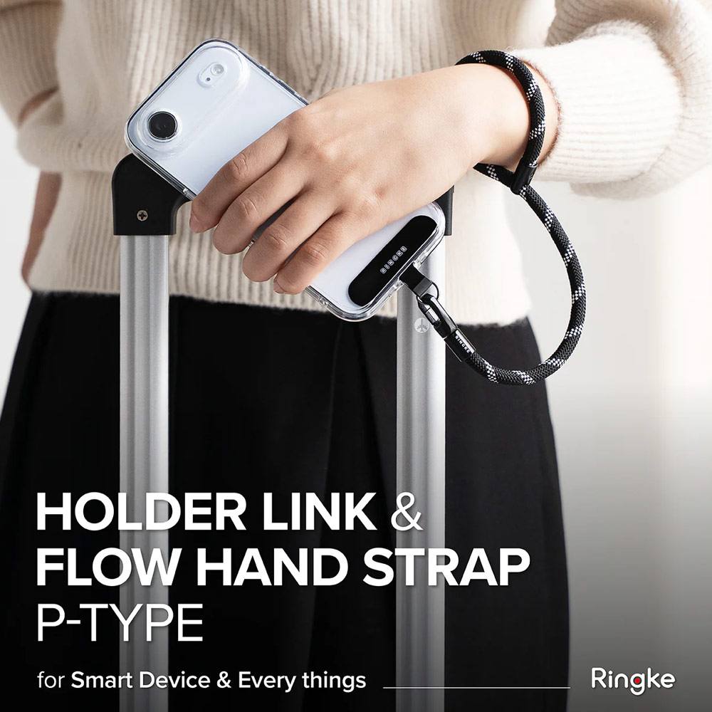 Picture of Ringke Holder Link and Flow Hand Strap P-Type Wrist Strap Phone Strap for closed-bottom phone case (Shadow Black)
