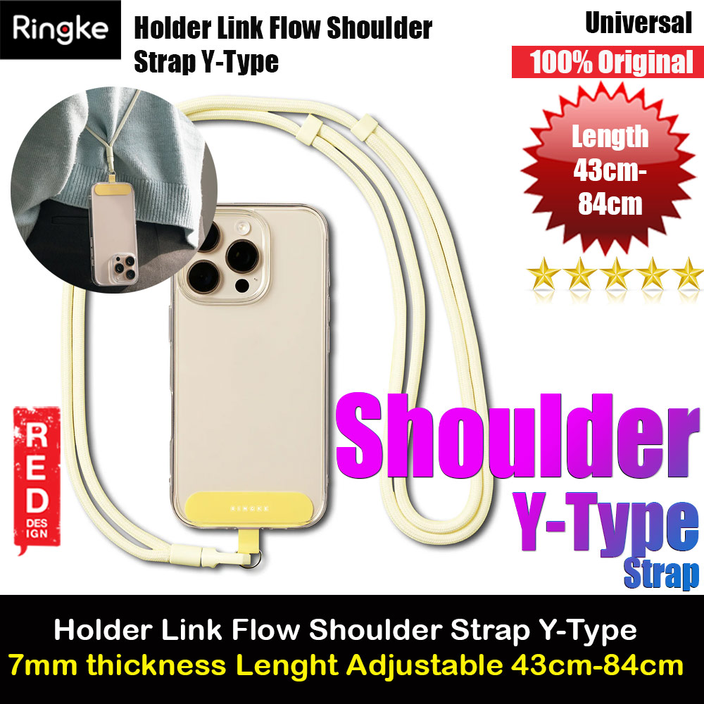 Picture of Ringke Holder Link and Flow Shoulder Strap Y-Type Easy Strap Crossbody Lanyard Shoulder Holder Card Link Adjustable Phone Strap for closed-bottom phone case (Butter Yellow) Red Design- Red Design Cases, Red Design Covers, iPad Cases and a wide selection of Red Design Accessories in Malaysia, Sabah, Sarawak and Singapore 