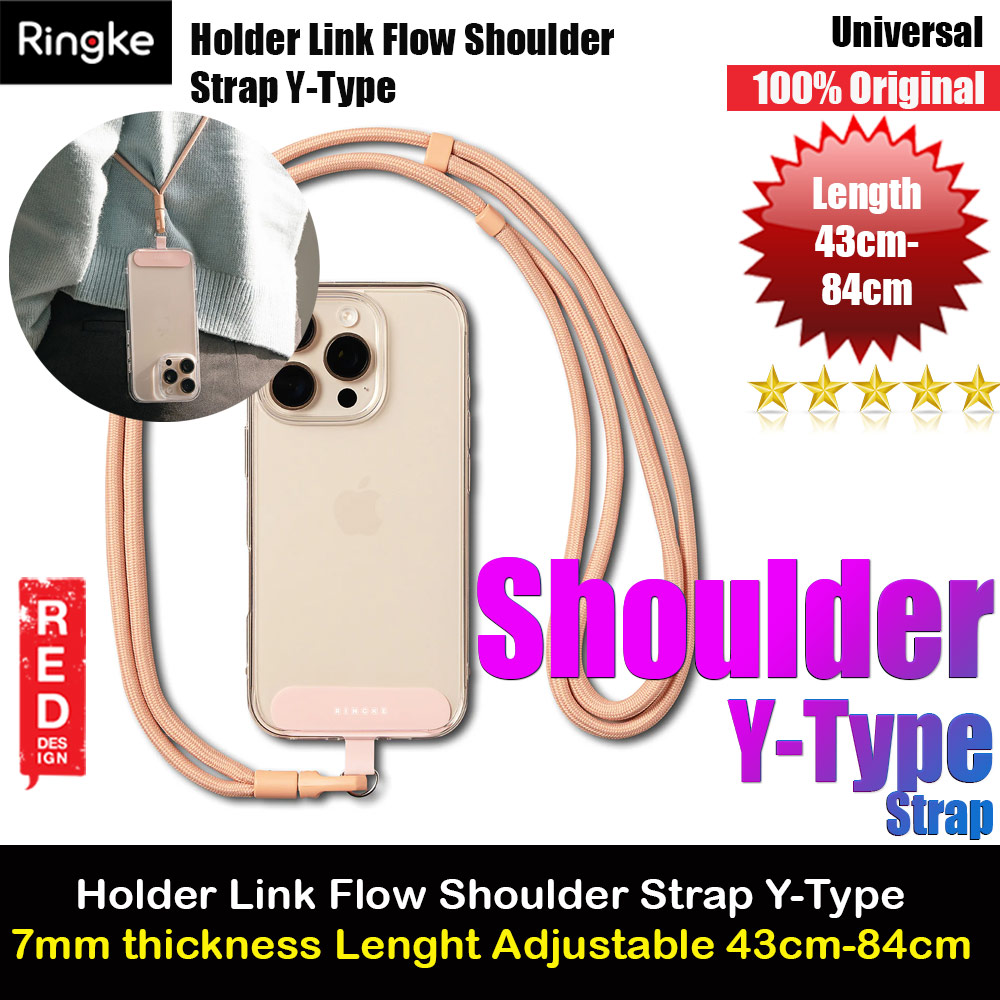 Picture of Ringke Holder Link and Flow Shoulder Strap Y-Type Easy Strap Crossbody Lanyard Shoulder Holder Card Link Adjustable Phone Strap for closed-bottom phone case (Orange Pink) Red Design- Red Design Cases, Red Design Covers, iPad Cases and a wide selection of Red Design Accessories in Malaysia, Sabah, Sarawak and Singapore 