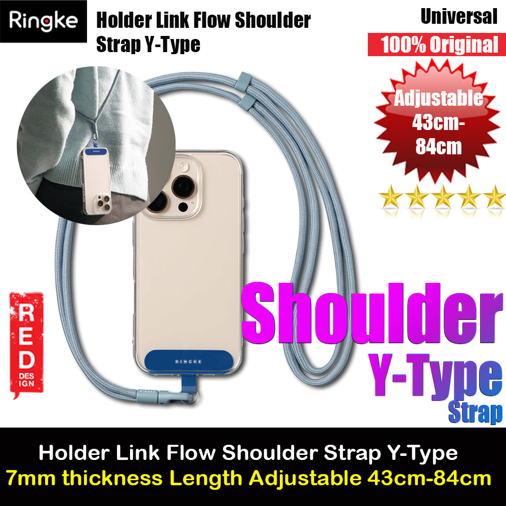 Picture of Ringke Holder Link and Flow Shoulder Strap Y-Type Easy Strap Crossbody Lanyard Shoulder Holder Card Link Adjustable Phone Strap for closed-bottom phone case (Urban Blue) Red Design- Red Design Cases, Red Design Covers, iPad Cases and a wide selection of Red Design Accessories in Malaysia, Sabah, Sarawak and Singapore 