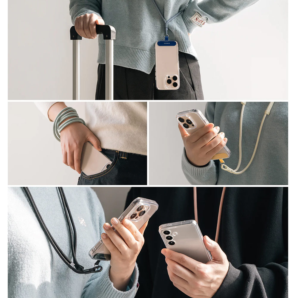 Picture of Ringke Holder Link and Flow Shoulder Strap Y-Type Easy Strap Crossbody Lanyard Shoulder Holder Card Link Adjustable Phone Strap for closed-bottom phone case (Orange Pink)