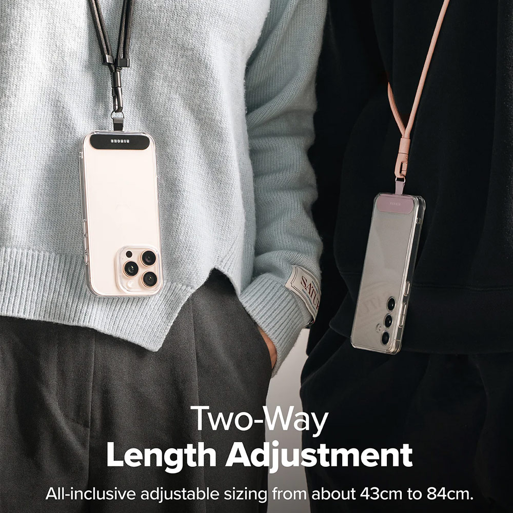 Picture of Ringke Holder Link and Flow Shoulder Strap Y-Type Easy Strap Crossbody Lanyard Shoulder Holder Card Link Adjustable Phone Strap for closed-bottom phone case (Calm Black)