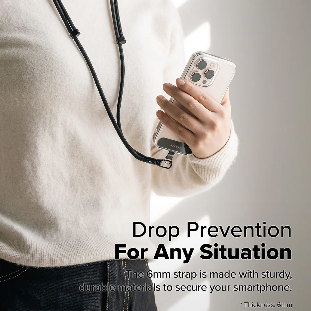 Picture of Ringke Holder Link and Flow Shoulder Strap Y-Type Easy Strap Crossbody Lanyard Shoulder Holder Card Link Adjustable Phone Strap for closed-bottom phone case (Calm Black)