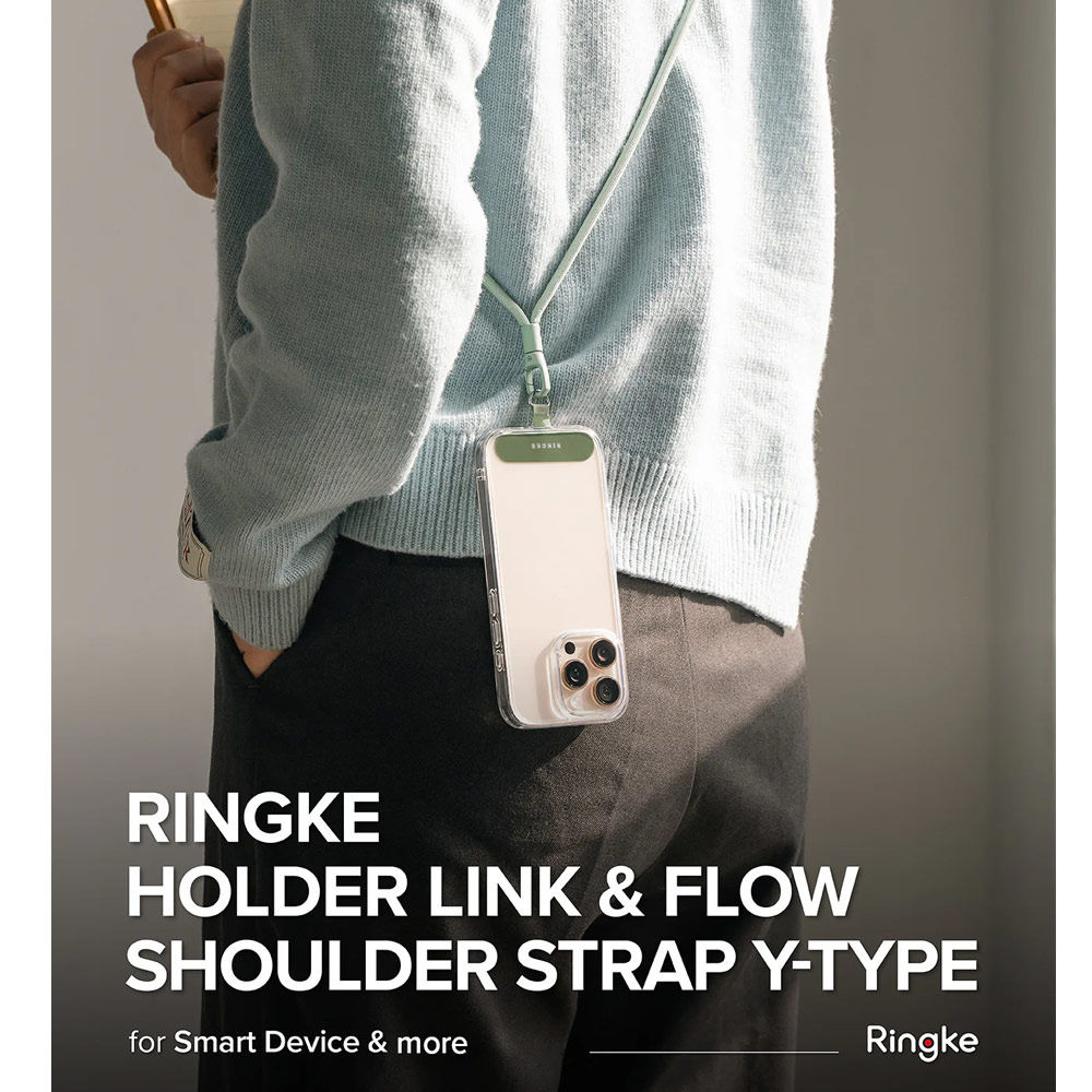Picture of Ringke Holder Link and Flow Shoulder Strap Y-Type Easy Strap Crossbody Lanyard Shoulder Holder Card Link Adjustable Phone Strap for closed-bottom phone case (Mute Mint)