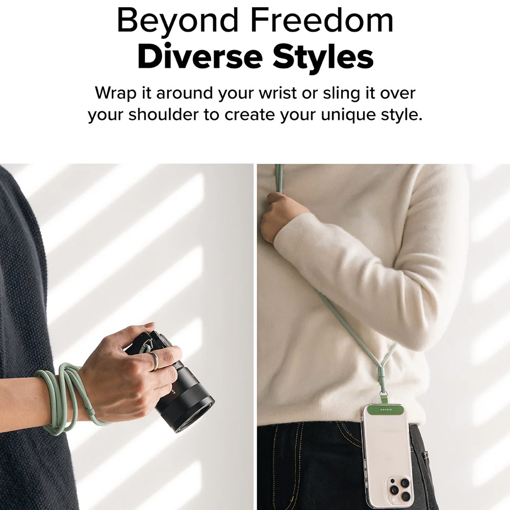 Picture of Ringke Holder Link and Flow Shoulder Strap Y-Type Easy Strap Crossbody Lanyard Shoulder Holder Card Link Adjustable Phone Strap for closed-bottom phone case (Mute Mint)