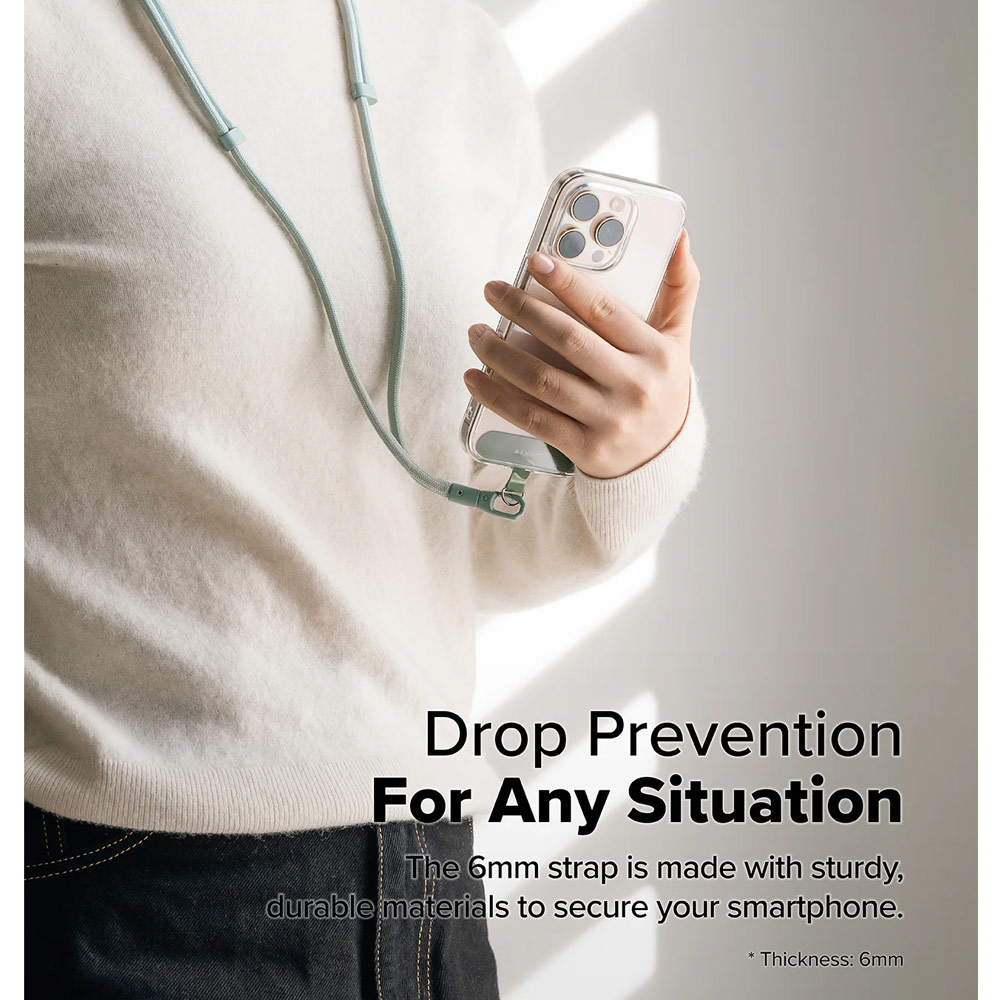 Picture of Ringke Holder Link and Flow Shoulder Strap Y-Type Easy Strap Crossbody Lanyard Shoulder Holder Card Link Adjustable Phone Strap for closed-bottom phone case (Mute Mint)