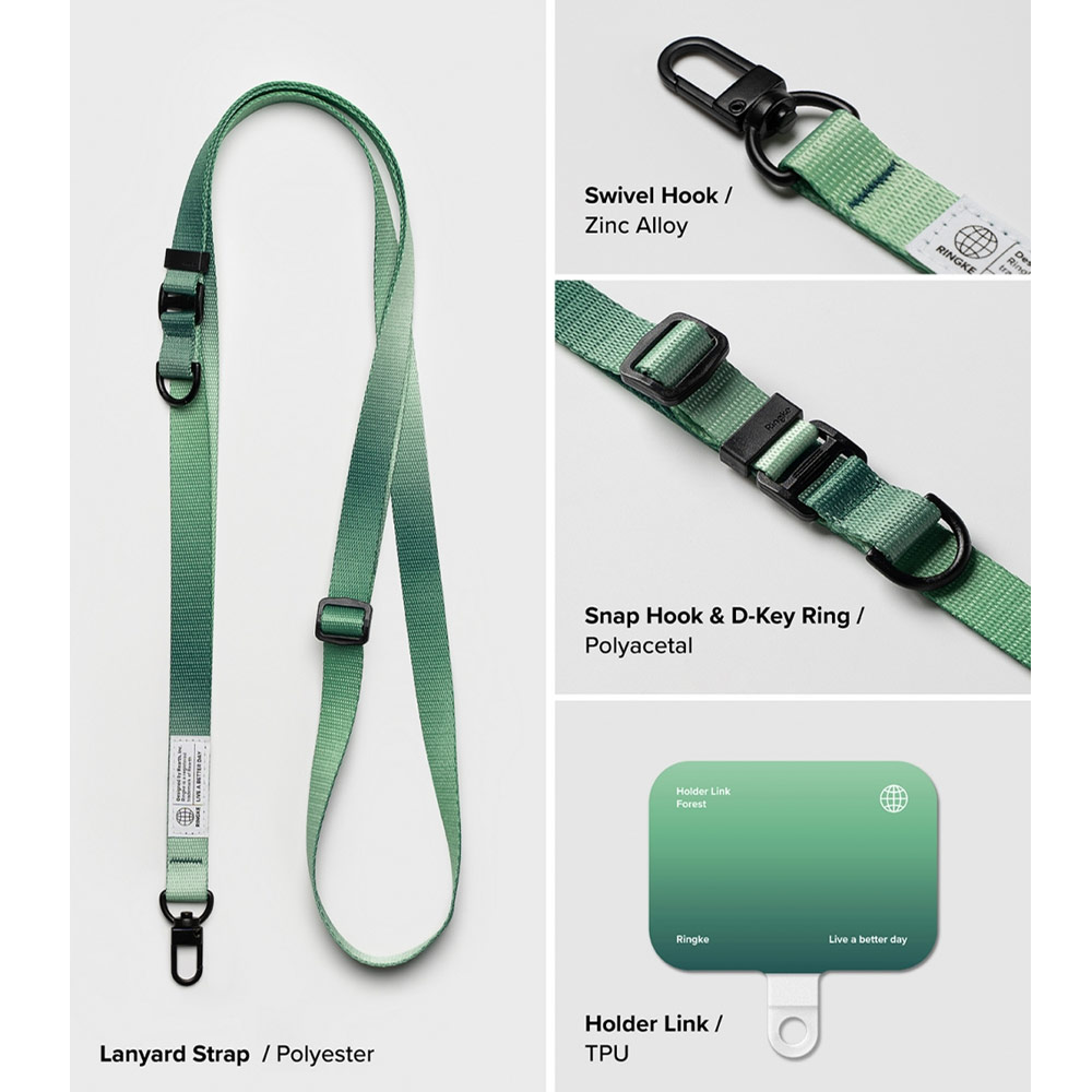 Picture of Ringke Holder Link Snap Hook Crossbody Lanyard Shoulder Adjustable Phone Strap for closed-bottom phone case (Butter Yellow)