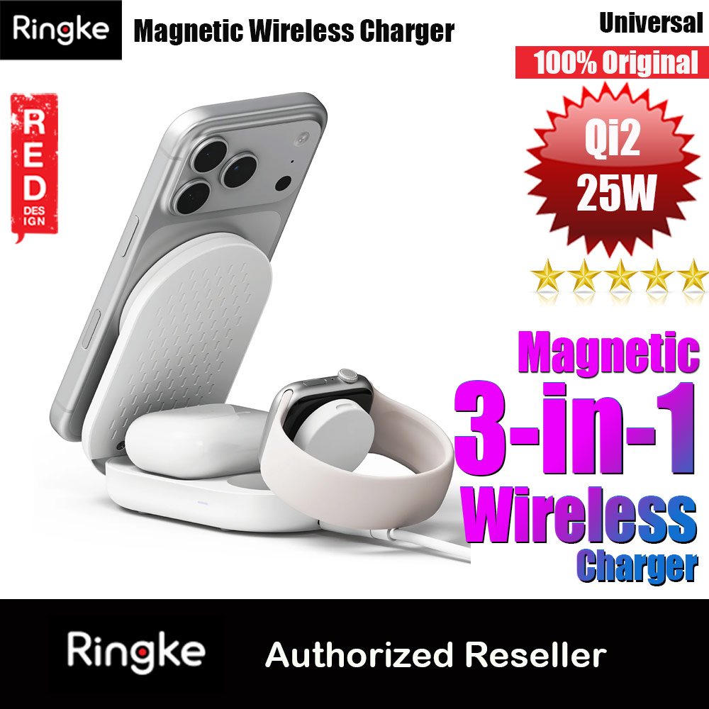 Picture of Ringke Stand Qi2 25W 3-in-1 Folding Magnetic Wireless Charger for Apple Watch iPhone Airpods Red Design- Red Design Cases, Red Design Covers, iPad Cases and a wide selection of Red Design Accessories in Malaysia, Sabah, Sarawak and Singapore 