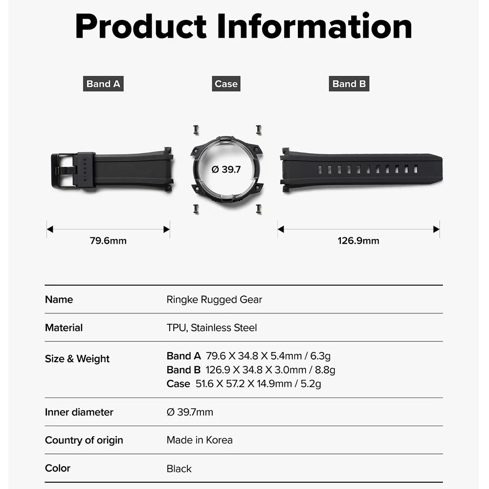 Picture of Samsung Galaxy Watch 8 Classic 46mm Case | Ringke Case and Band Strap Rugged Gear for Samsung Galaxy Watch 8 Classic 46mm (Black)
