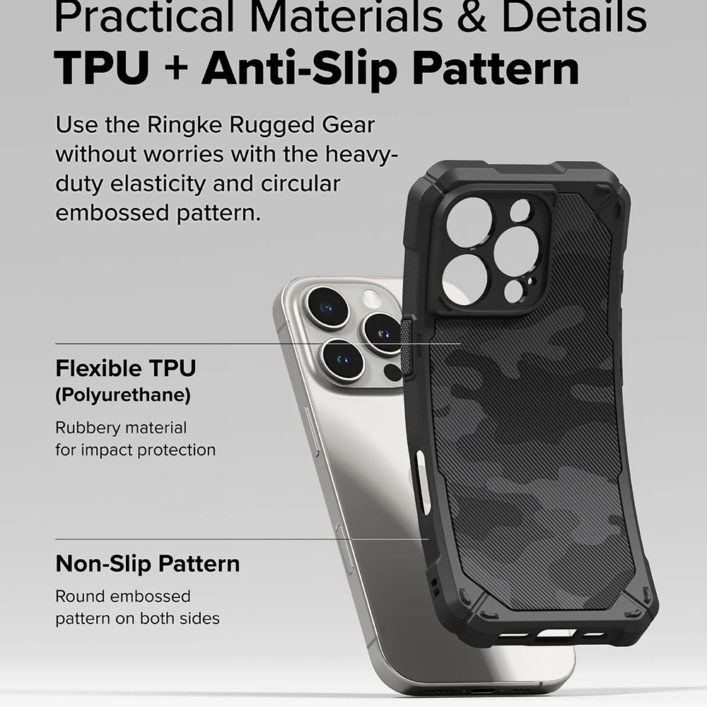 Picture of Apple iPhone 16 Pro Max 6.9 Case | Ringke Rugged Gear Drop Protection Case for Apple iPhone 16 Pro Max 6.9 (Camo Black)