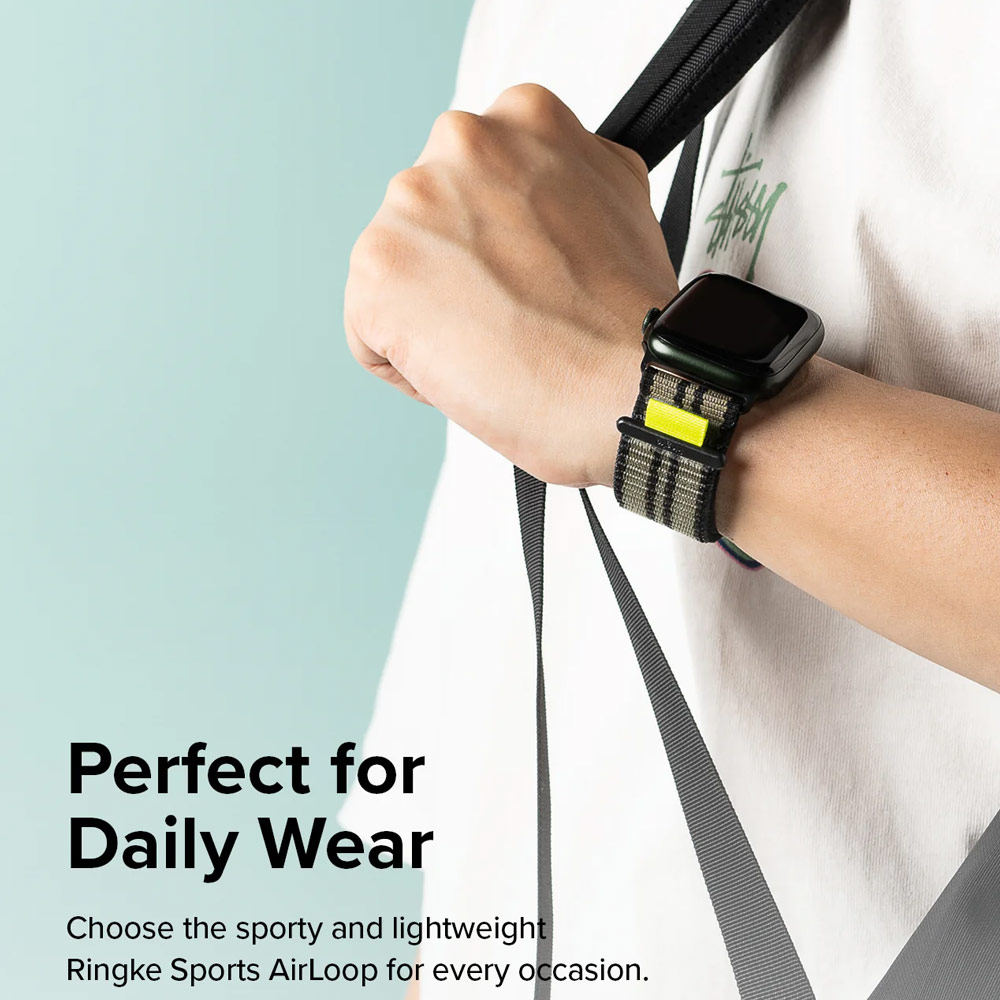 Picture of Apple Watch 42mm | Ringke Sports Air Loop Breathable Woven Nylon Soft Weave Strap for Apple Watch Series 4 5 6 8 9 10 42mm 44mm 45mm 46mm 49mm Ultra (BURNT OLIVE)