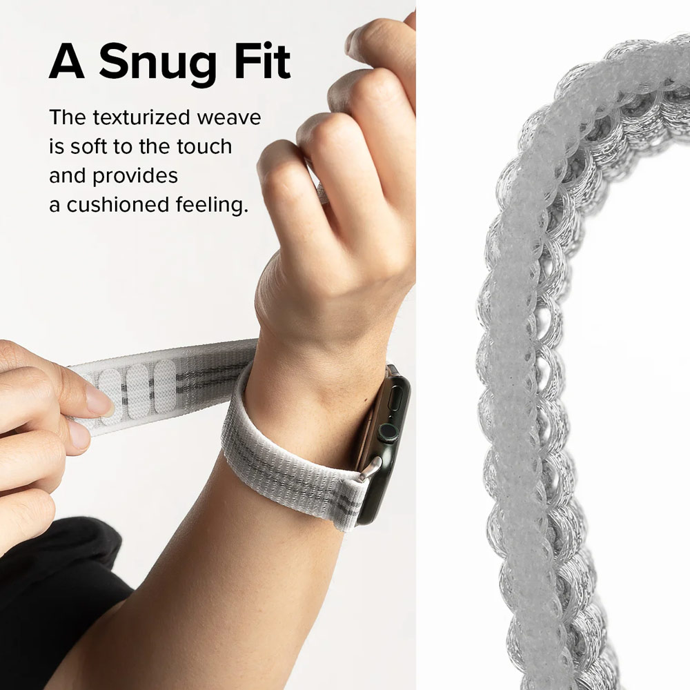 Picture of Apple Watch 42mm | Ringke Sports Air Loop Breathable Woven Nylon Soft Weave Strap for Apple Watch Series 4 5 6 8 9 10 42mm 44mm 45mm 46mm 49mm Ultra (Summit White)