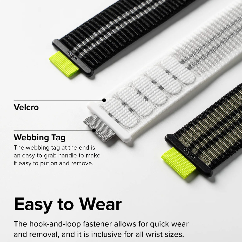 Picture of Apple Watch 42mm | Ringke Sports Air Loop Breathable Woven Nylon Soft Weave Strap for Apple Watch Series 4 5 6 8 9 10 42mm 44mm 45mm 46mm 49mm Ultra (Summit White)