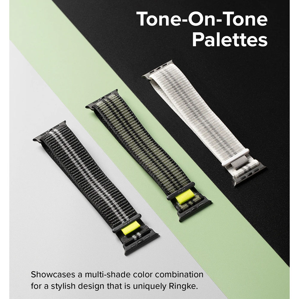 Picture of Apple Watch 42mm | Ringke Sports Air Loop Breathable Woven Nylon Soft Weave Strap for Apple Watch Series 4 5 6 8 9 10 42mm 44mm 45mm 46mm 49mm Ultra (Summit White)