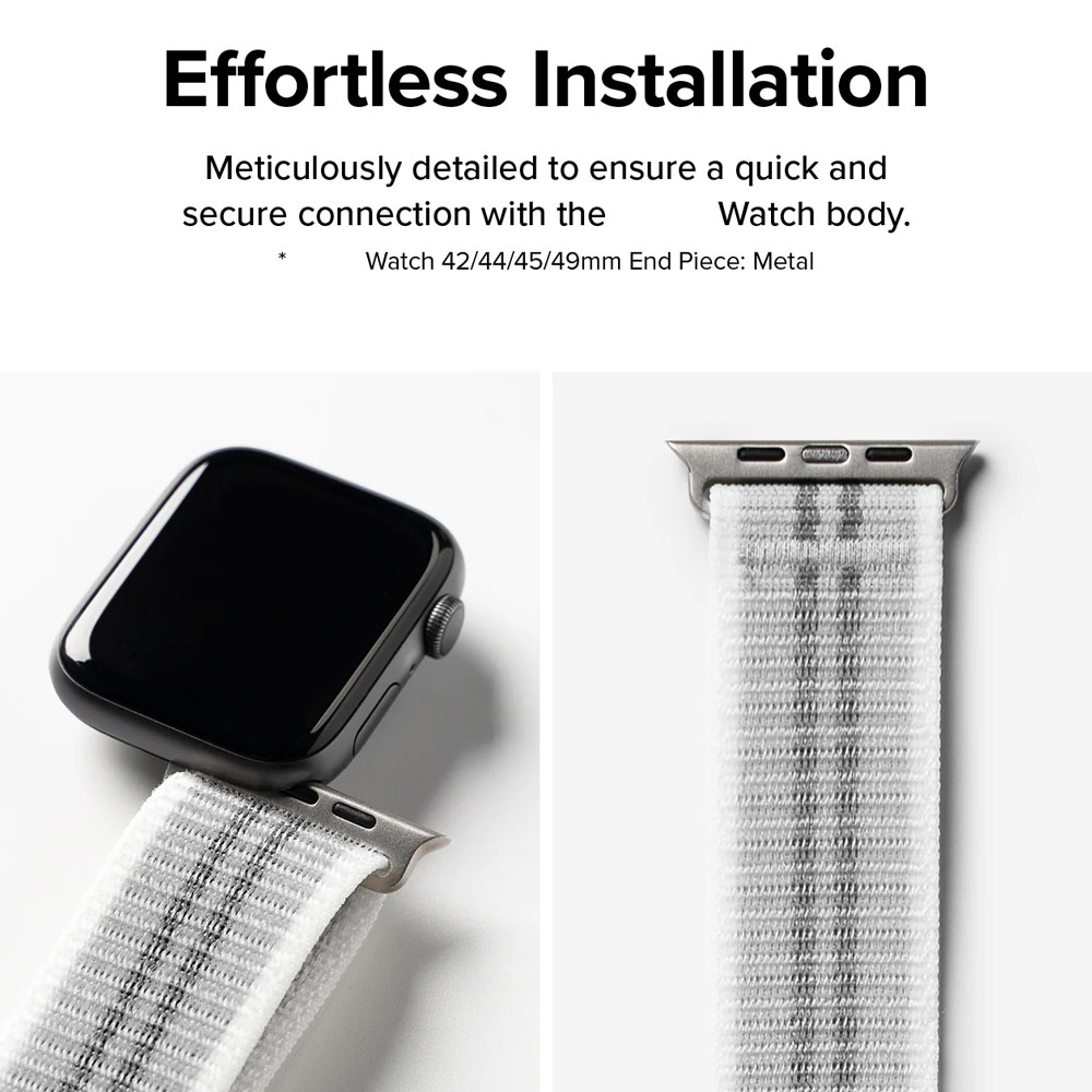 Picture of Apple Watch 42mm | Ringke Sports Air Loop Breathable Woven Nylon Soft Weave Strap for Apple Watch Series 4 5 6 8 9 10 42mm 44mm 45mm 46mm 49mm Ultra (Summit White)