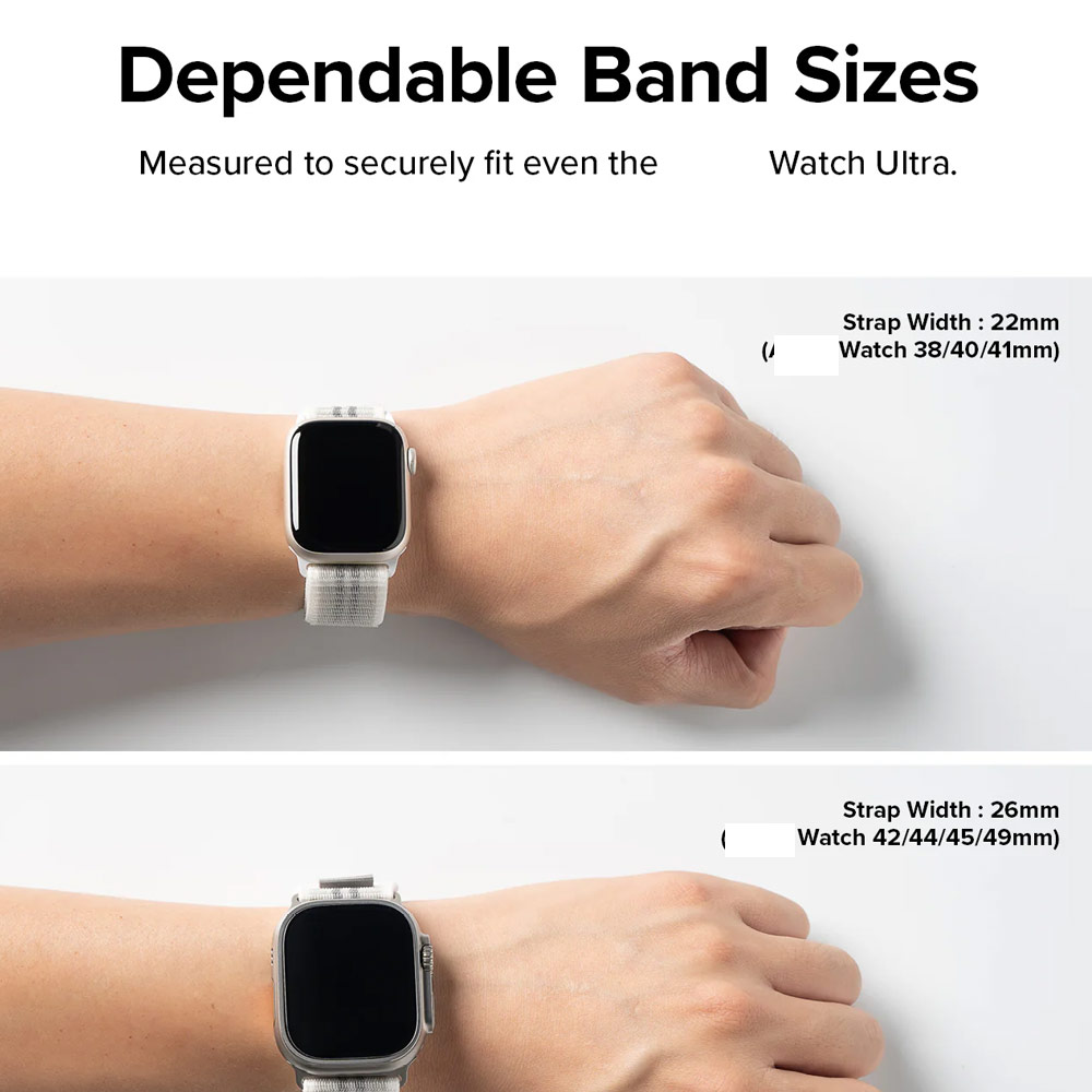 Picture of Apple Watch 42mm | Ringke Sports Air Loop Breathable Woven Nylon Soft Weave Strap for Apple Watch Series 4 5 6 8 9 10 42mm 44mm 45mm 46mm 49mm Ultra (Summit White)