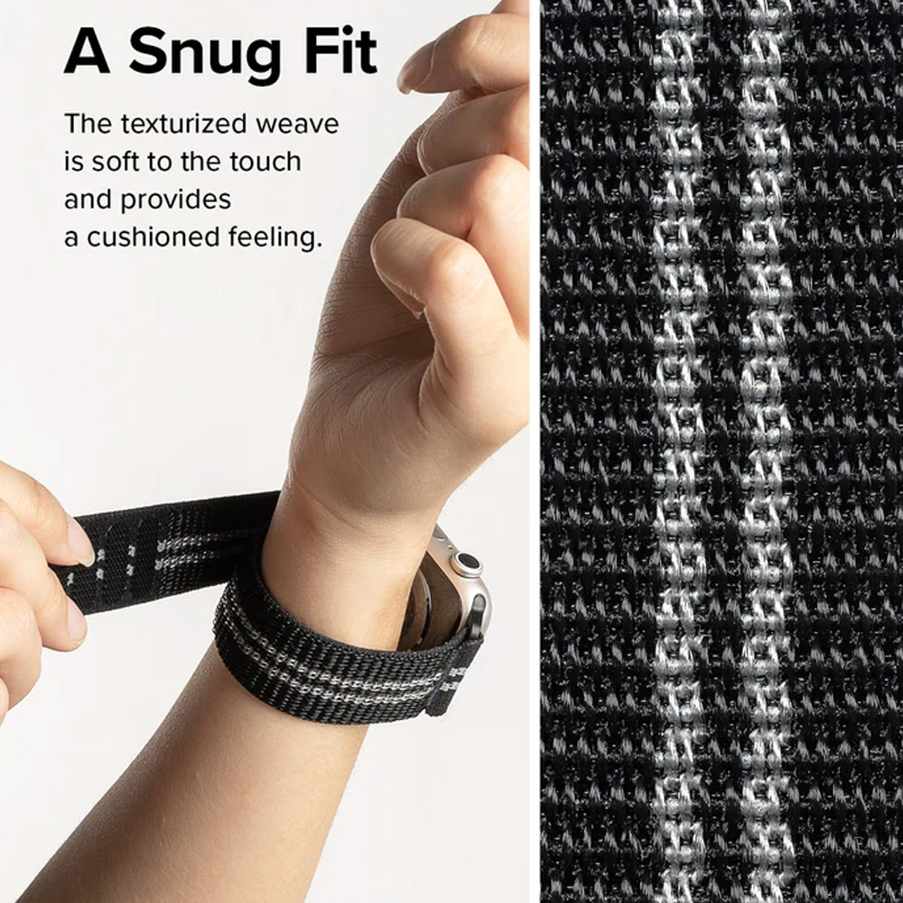Picture of Apple Watch 38mm | Ringke Sports Air Loop Breathable Woven Nylon Soft Weave Strap for Apple Watch Series 4 5 6 8 9 41mm 40mm 38mm (Black)