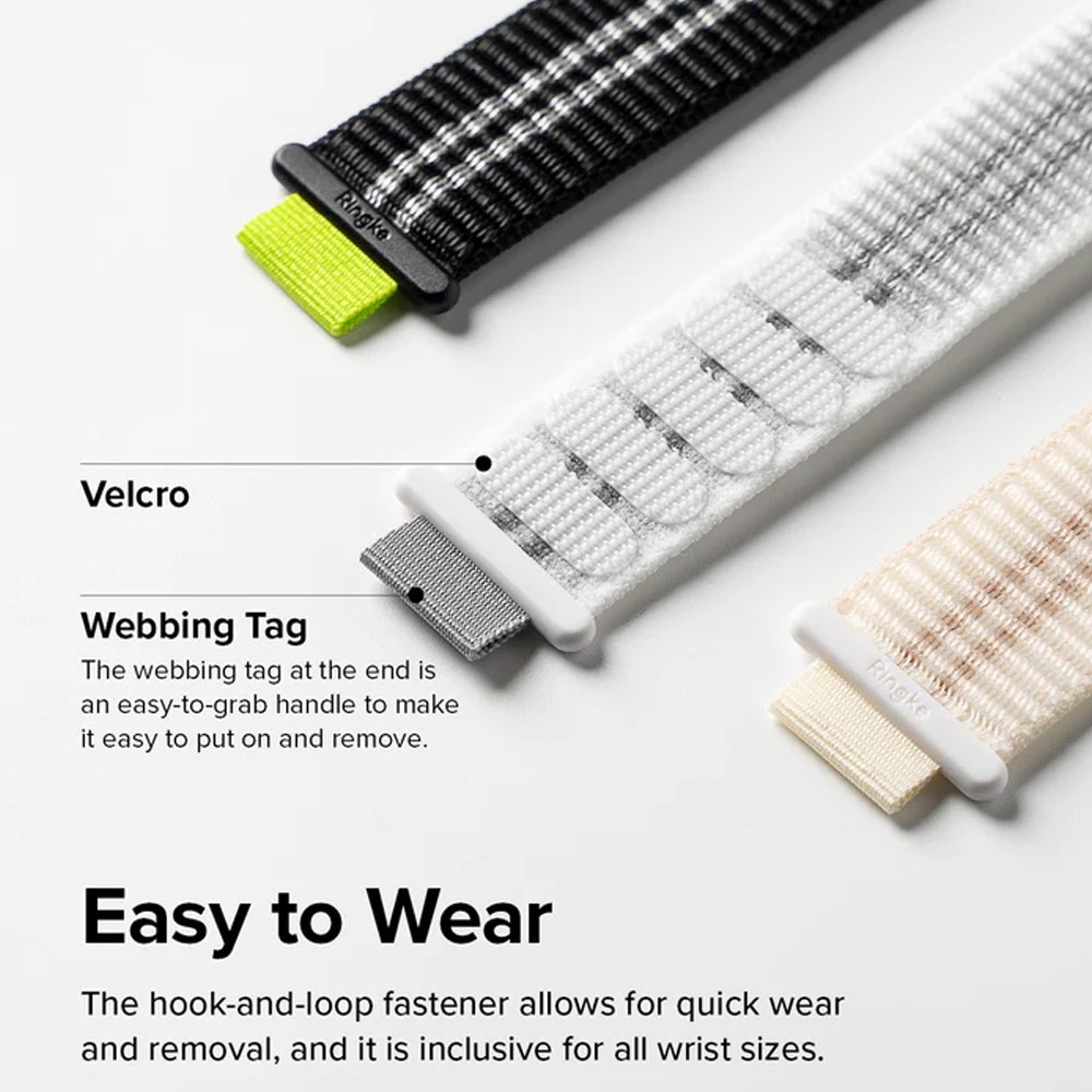 Picture of Apple Watch 38mm | Ringke Sports Air Loop Breathable Woven Nylon Soft Weave Strap for Apple Watch Series 4 5 6 8 9 41mm 40mm 38mm (Black)