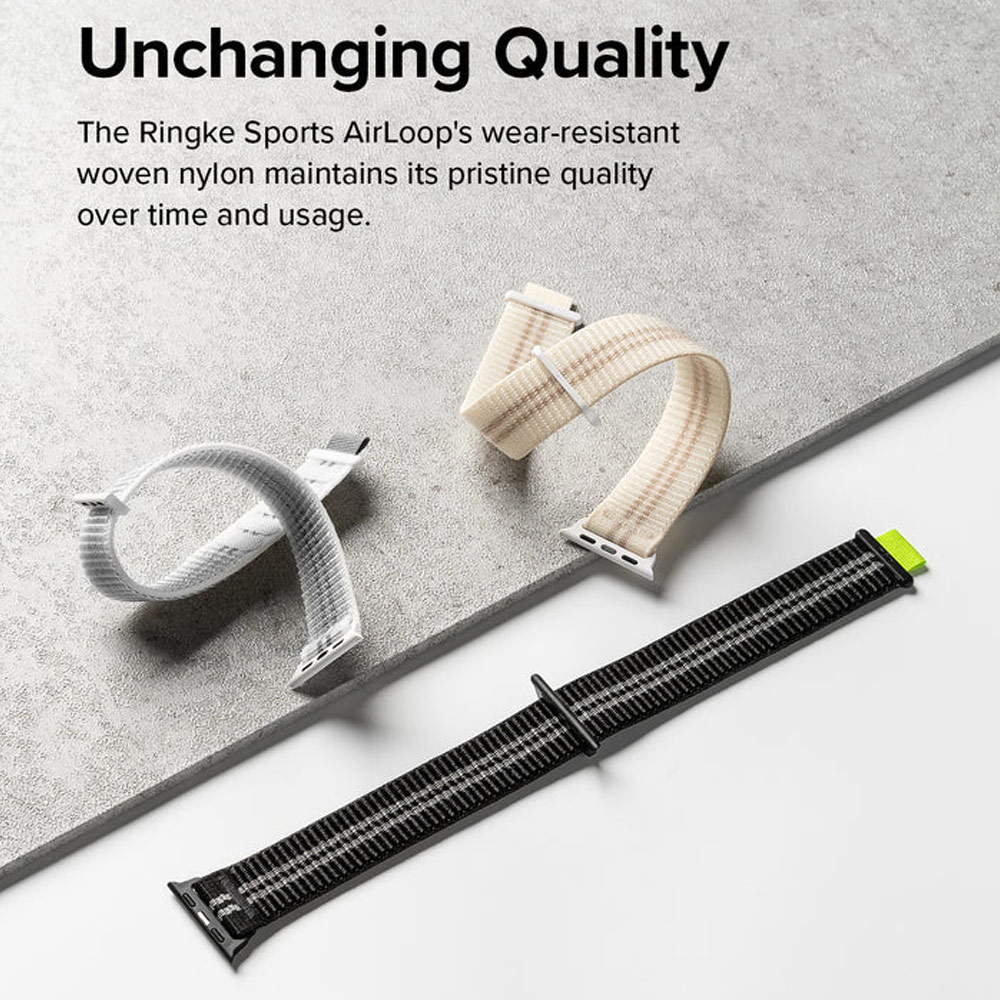 Picture of Apple Watch 38mm | Ringke Sports Air Loop Breathable Woven Nylon Soft Weave Strap for Apple Watch Series 4 5 6 8 9 41mm 40mm 38mm (Black)