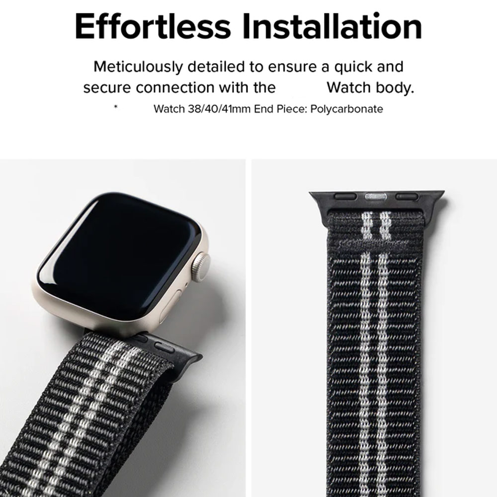 Picture of Apple Watch 38mm | Ringke Sports Air Loop Breathable Woven Nylon Soft Weave Strap for Apple Watch Series 4 5 6 8 9 41mm 40mm 38mm (Black)