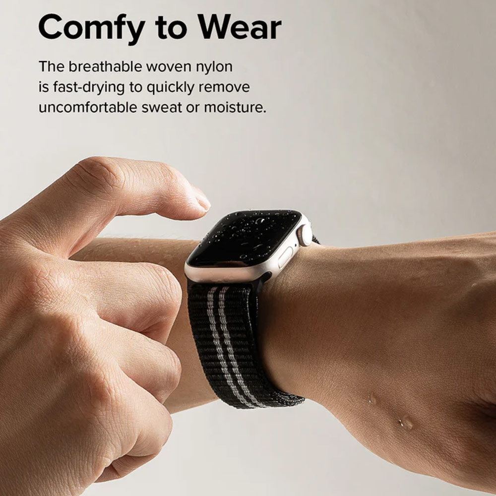 Picture of Apple Watch 38mm | Ringke Sports Air Loop Breathable Woven Nylon Soft Weave Strap for Apple Watch Series 4 5 6 8 9 41mm 40mm 38mm (Black)