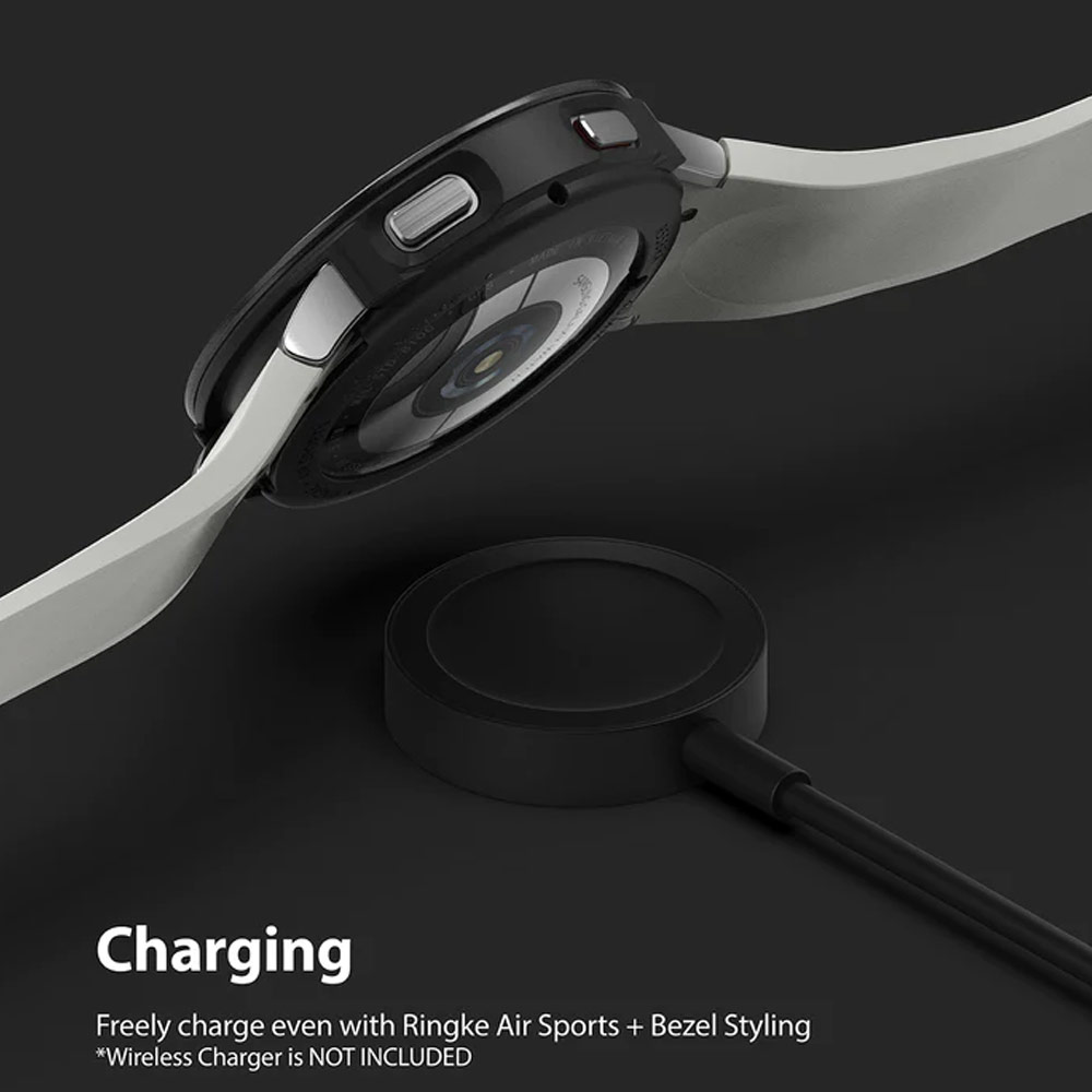 Picture of Samsung Galaxy Watch 4 40mm Case | Ringke Air Sports Soft Bumper Case and Aluminum Bezel for Galaxy Watch 4 40mm Case and Bezel (Black Black)