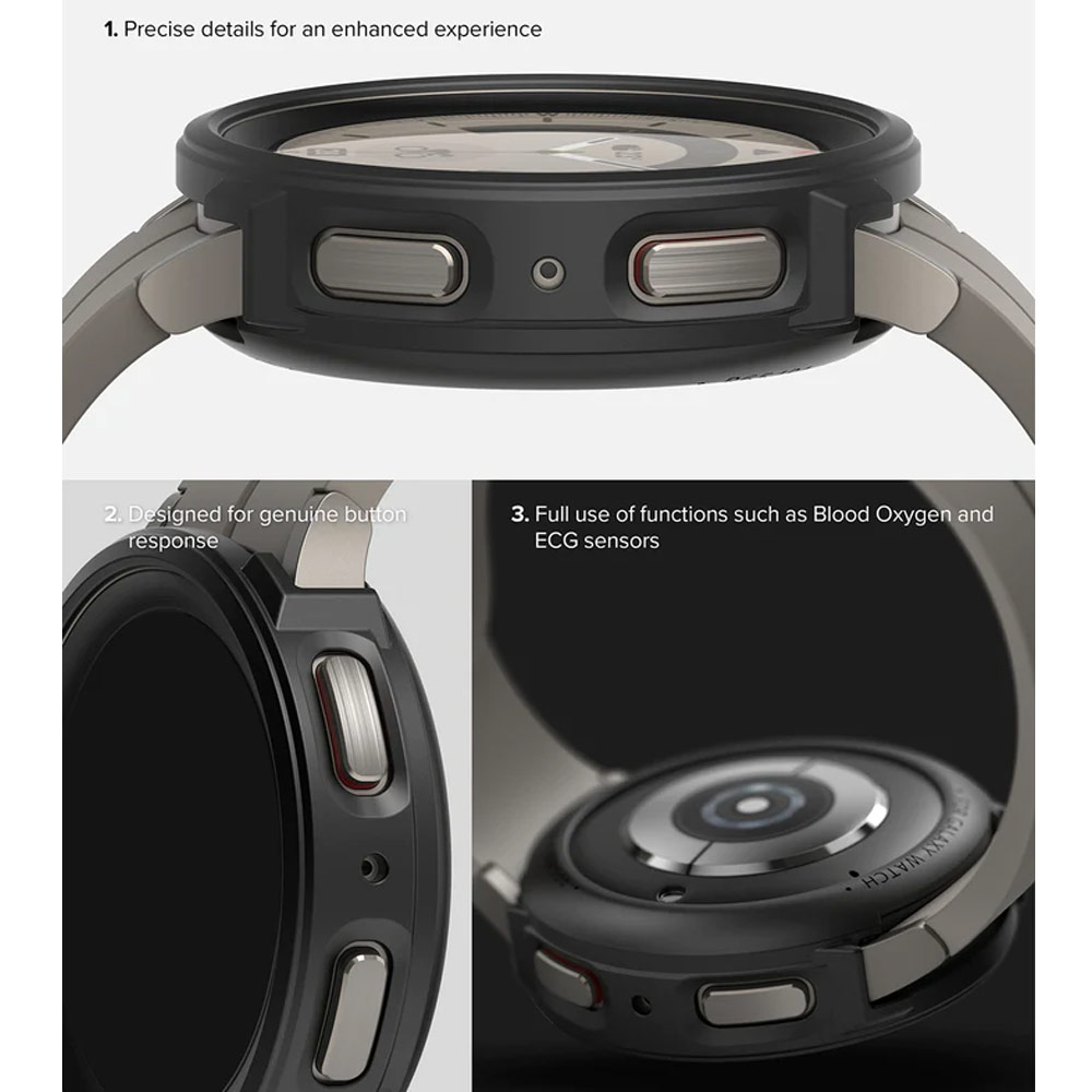 Picture of Samsung Galaxy Watch 5 Pro 45mm Case | Ringke Air Sports Flexible TPU Material Protection Case for Samsung Galaxy Watch 5 Pro Series 45mm (Black)