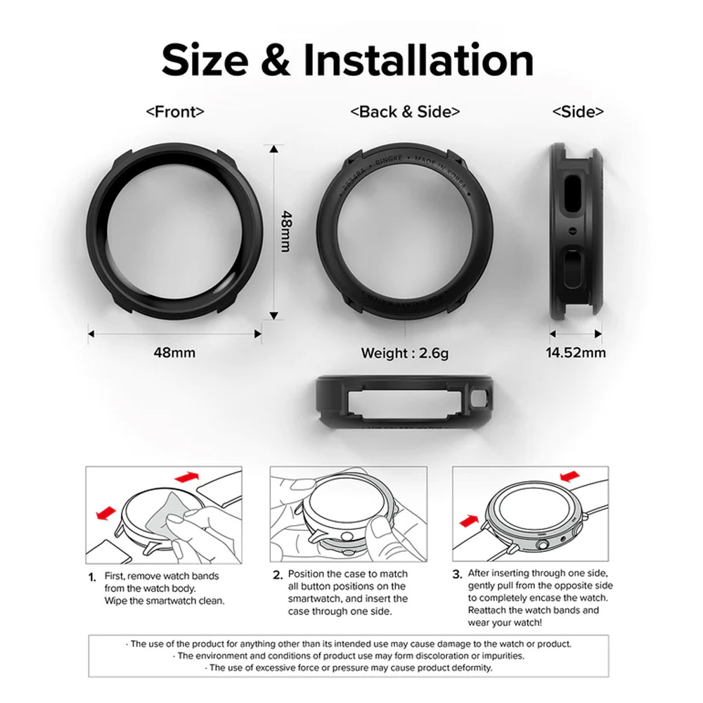 Picture of Samsung Galaxy Watch 5 Pro 45mm Case | Ringke Air Sports Flexible TPU Material Protection Case for Samsung Galaxy Watch 5 Pro Series 45mm (Black)