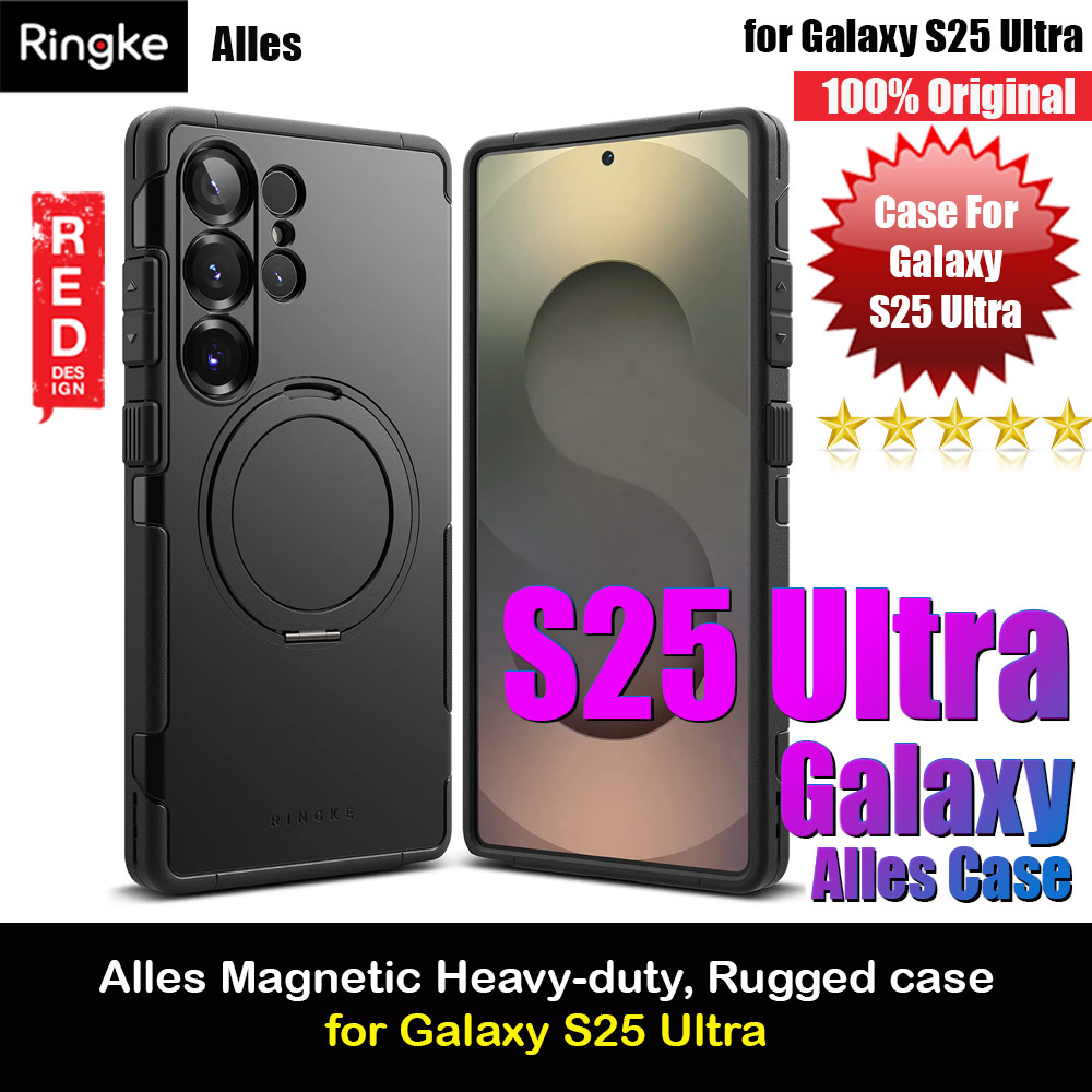 Picture of Ringke Alles Heavy Duty Drop Protection Magnetic Case with Ring Stand for Galaxy S25 Ultra (Black) Samsung Galaxy S25 Ultra- Samsung Galaxy S25 Ultra Cases, Samsung Galaxy S25 Ultra Covers, iPad Cases and a wide selection of Samsung Galaxy S25 Ultra Accessories in Malaysia, Sabah, Sarawak and Singapore 