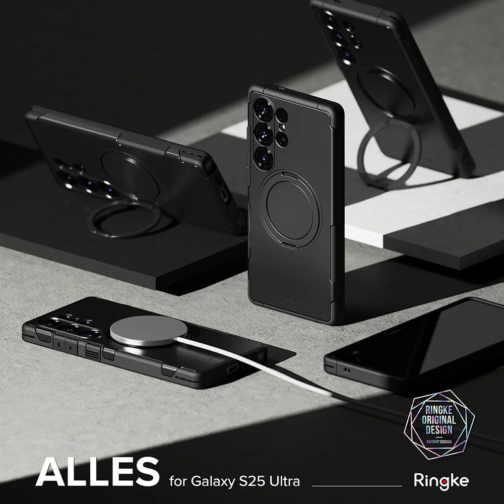 Picture of Samsung Galaxy S25 Ultra Case | Ringke Alles Heavy Duty Drop Protection Magnetic Case with Ring Stand for Galaxy S25 Ultra (Black)