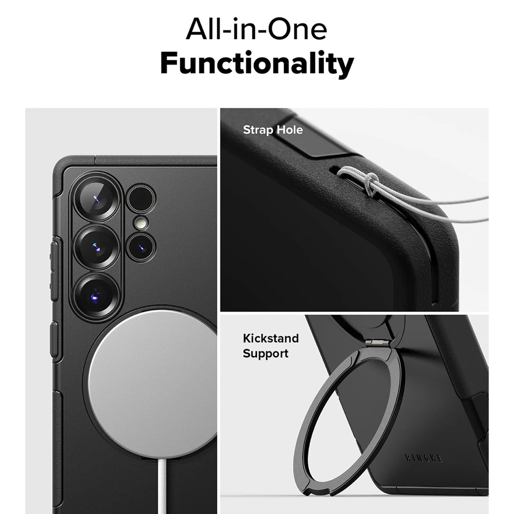 Picture of Samsung Galaxy S25 Ultra Case | Ringke Alles Heavy Duty Drop Protection Magnetic Case with Ring Stand for Galaxy S25 Ultra (Black)