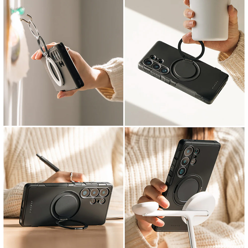 Picture of Samsung Galaxy S25 Ultra Case | Ringke Alles Heavy Duty Drop Protection Magnetic Case with Ring Stand for Galaxy S25 Ultra (Black)