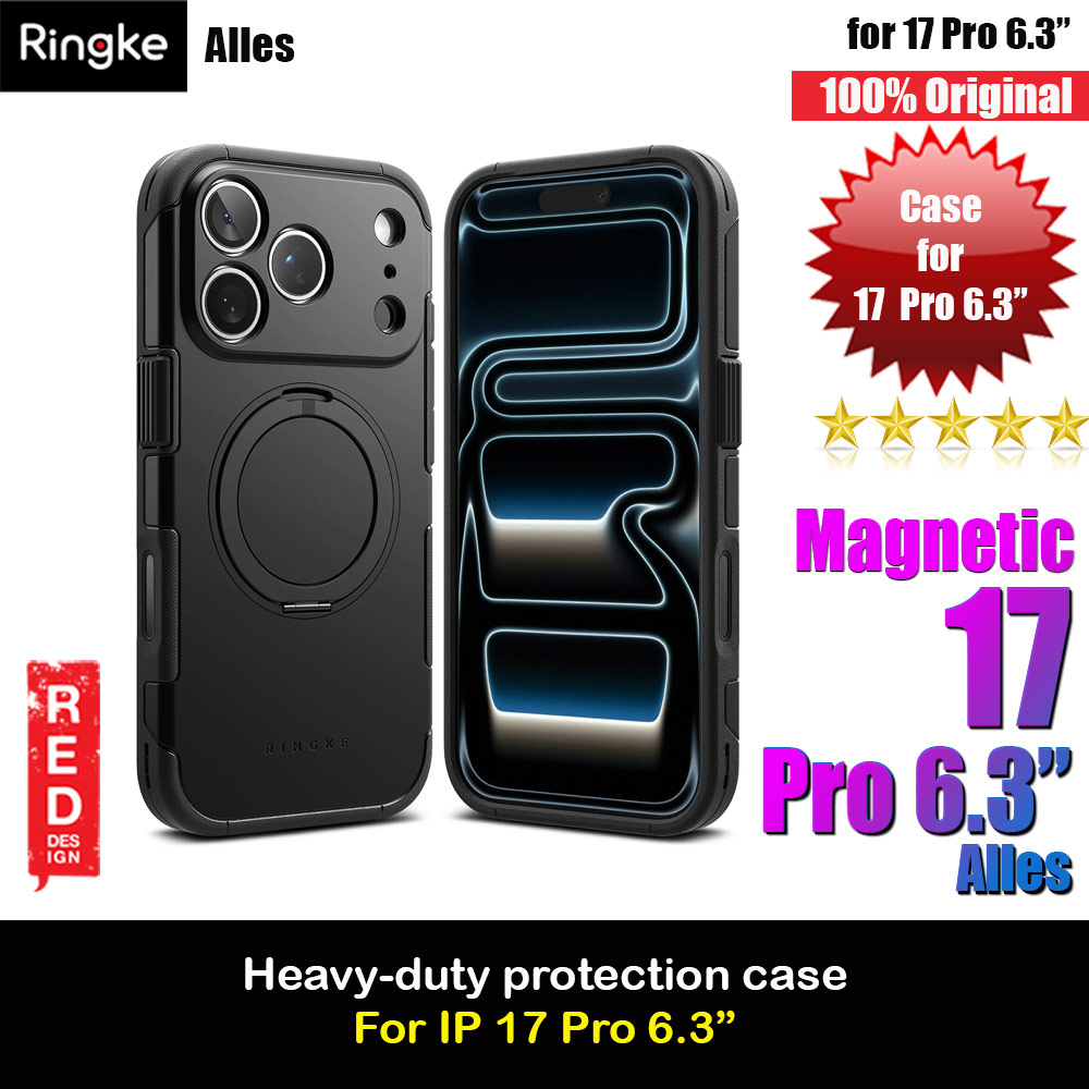 Picture of Ringke Alles Magnetic Compatible Heavy Duty Drop Protection Case with Kickstand and Camera Control button cover  for iPhone 17 Pro 6.3 (Black) Apple iPhone 17 Pro 6.3- Apple iPhone 17 Pro 6.3 Cases, Apple iPhone 17 Pro 6.3 Covers, iPad Cases and a wide selection of Apple iPhone 17 Pro 6.3 Accessories in Malaysia, Sabah, Sarawak and Singapore 
