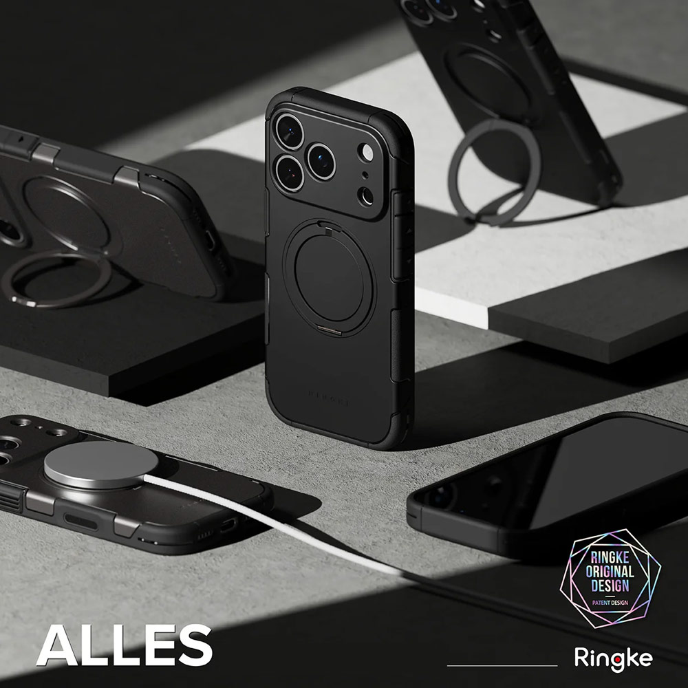 Picture of Apple iPhone 17 Pro 6.3 Case | Ringke Alles Magnetic Compatible Heavy Duty Drop Protection Case with Kickstand and Camera Control button cover  for iPhone 17 Pro 6.3 (Black)