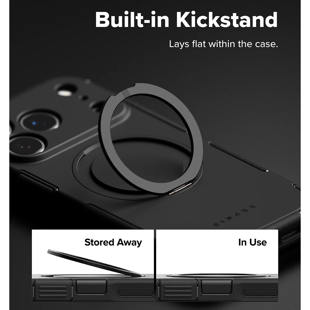 Picture of Apple iPhone 17 Pro 6.3 Case | Ringke Alles Magnetic Compatible Heavy Duty Drop Protection Case with Kickstand and Camera Control button cover  for iPhone 17 Pro 6.3 (Black)