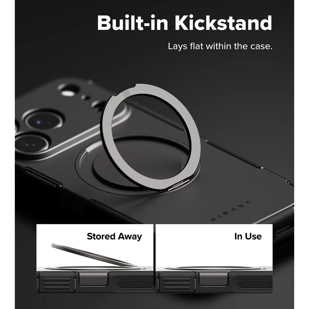 Picture of Apple iPhone 17 Pro 6.3 Case | Ringke Alles Magnetic Compatible Heavy Duty Drop Protection Case with Kickstand and Camera Control button cover  for iPhone 17 Pro 6.3 (Gunmetal)