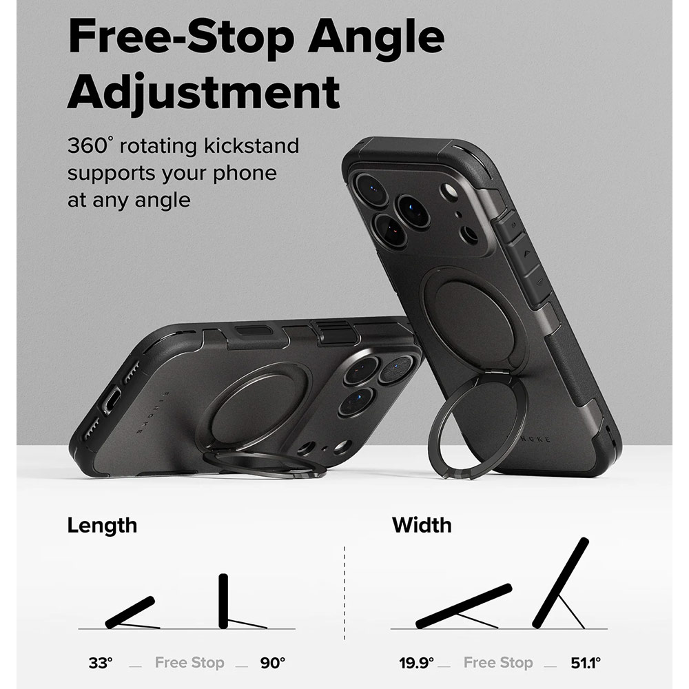 Picture of Apple iPhone 17 Pro 6.3 Case | Ringke Alles Magnetic Compatible Heavy Duty Drop Protection Case with Kickstand and Camera Control button cover  for iPhone 17 Pro 6.3 (Gunmetal)