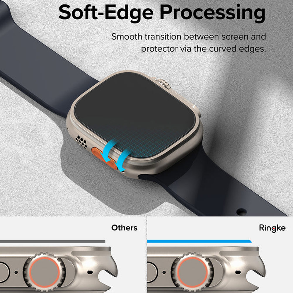 Picture of Apple Watch 49mm	Ultra Case | Ringke Tempered Glass Screen Protector for Apple Watch Series 8 49mm Ultra Case (4pcs)