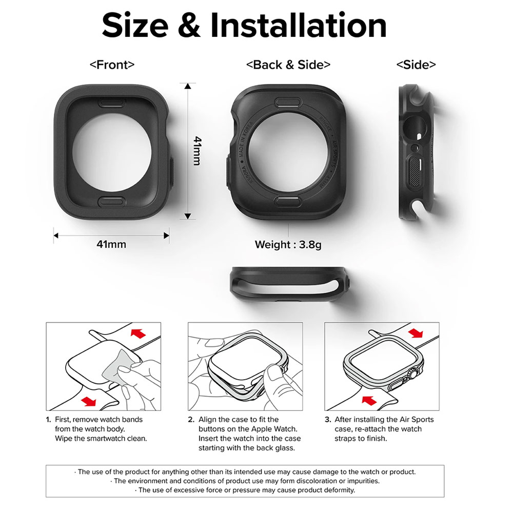 Picture of Apple Watch 40mm Case | Ringke Air Sports Soft Bumper Case for Apple Watch Series 7 8 9 41mm Series SE 6 5 4 41mm 40mm Case (Dark Gray)