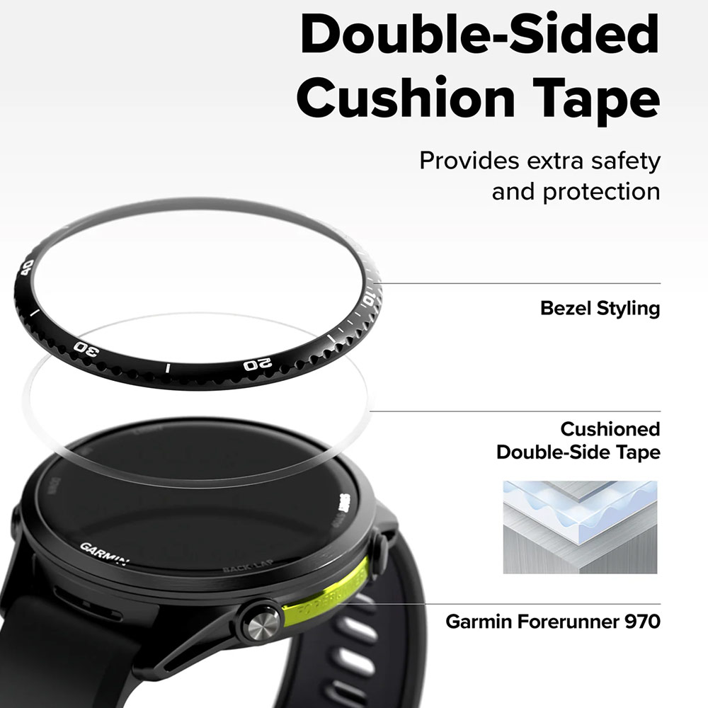 Picture of Garmin Forerunner 970  | Ringke Slim and Lightweight Design Stainless Steel Bezel for Garmin Forerunner 970 (RG02)