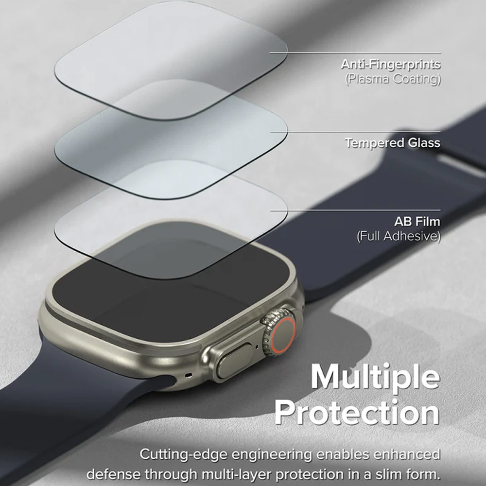 Picture of Apple Watch 49mm	Ultra Screen Protector | Ringke Bezel and Tempered Glass Screen Protector Combo for Apple Watch Series 8 Ultra 49mm (49-05 Gold)