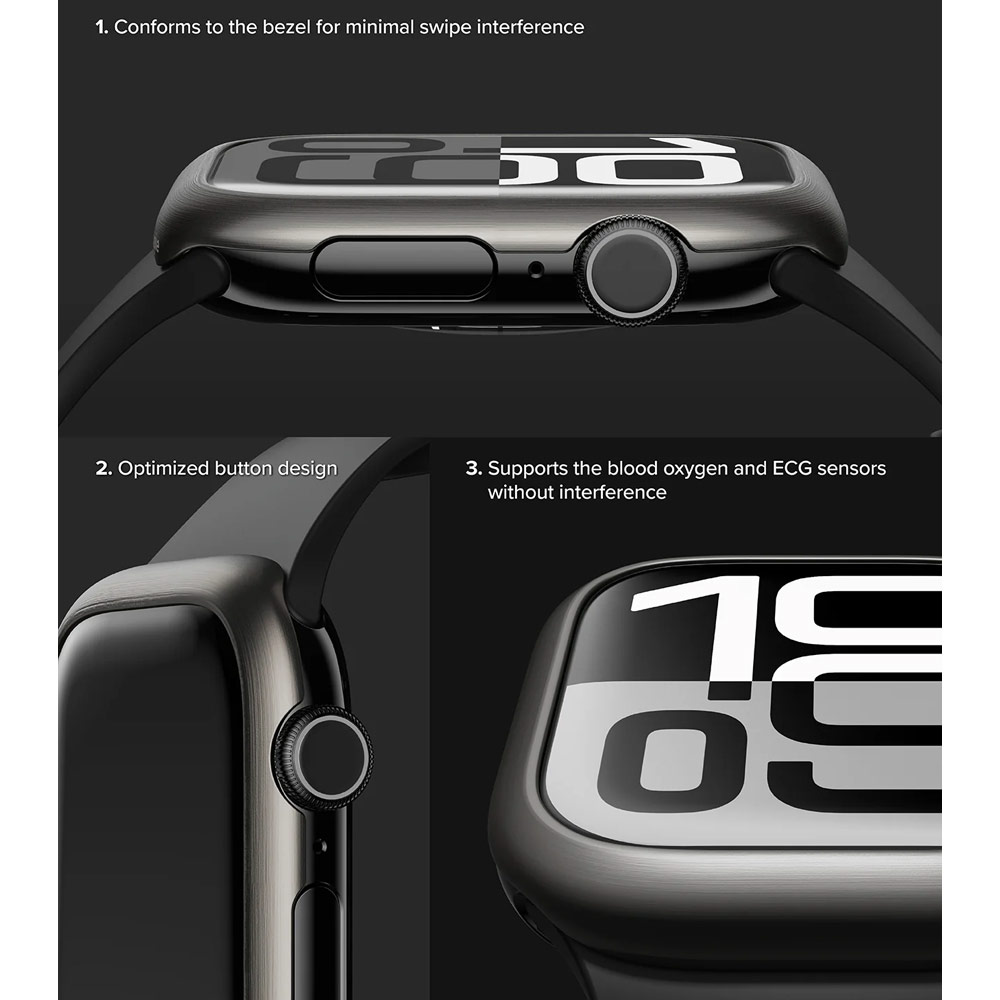 Picture of Apple Watch 10 46mm | Ringke Slim and Lightweight Design Stainless Steel Bezel for Apple Watch Series 10 46mm (Graphite)