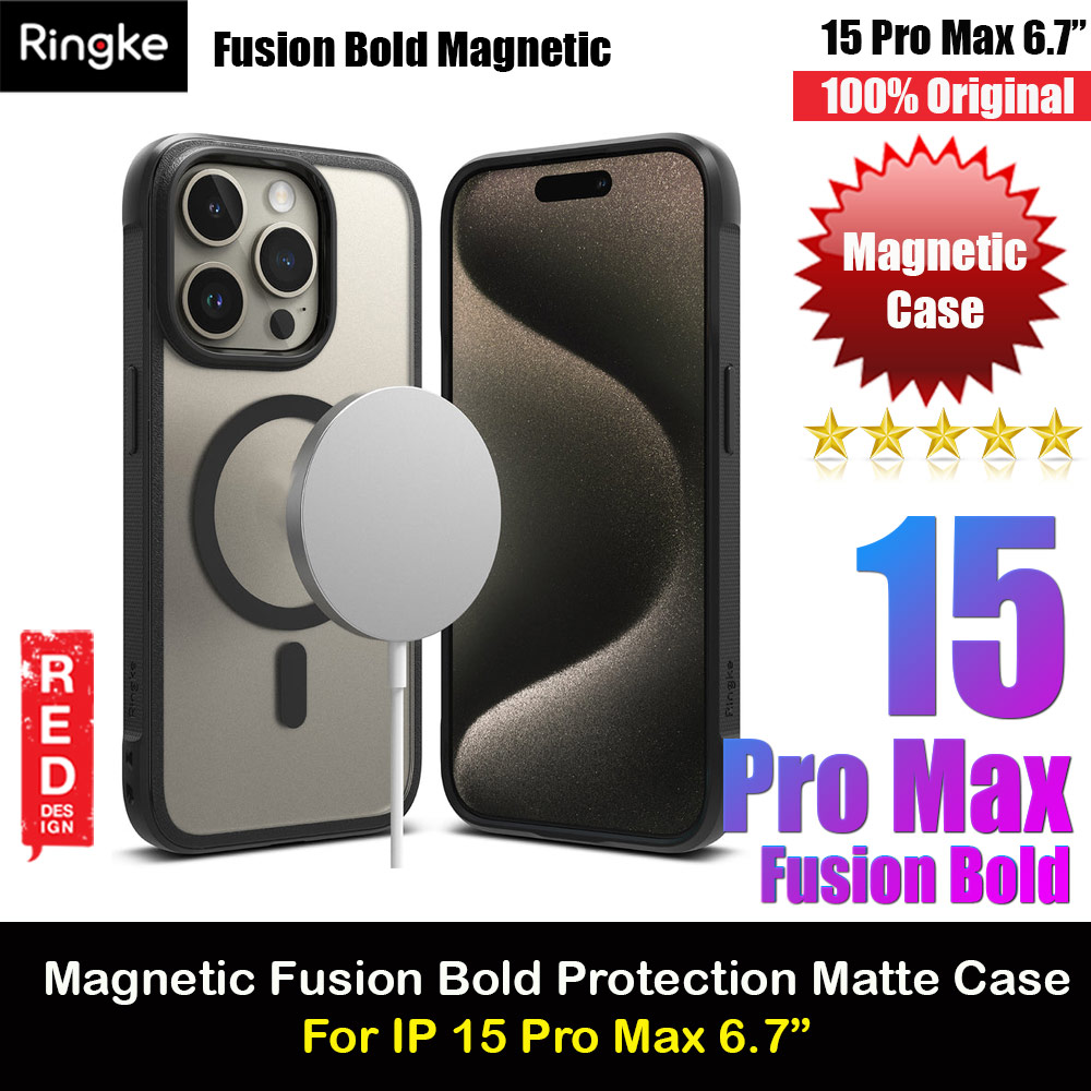 Picture of Ringke Fusion Bold Magnetic Anti Yellow Back Plate Drop Protection Case for iPhone 15 Pro Max 6.7 (Matte Black) Apple iPhone 15 Pro Max 6.7- Apple iPhone 15 Pro Max 6.7 Cases, Apple iPhone 15 Pro Max 6.7 Covers, iPad Cases and a wide selection of Apple iPhone 15 Pro Max 6.7 Accessories in Malaysia, Sabah, Sarawak and Singapore 