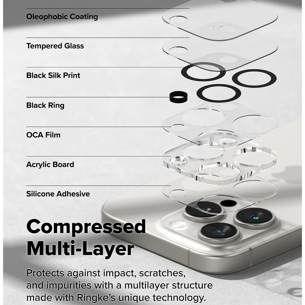 Picture of Apple iPhone 16 Pro 6.3 | Ringke Camera Glass Protector for 16 Pro Max 16 Pro (Clear)