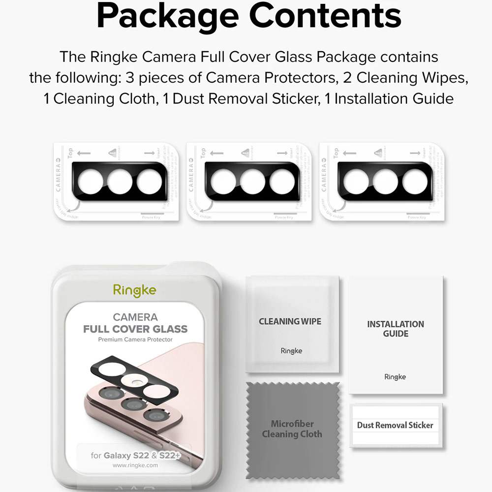 Picture of Samsung Galaxy S22 6.1 | Ringke Camera Protector Glass Protector for Samsung Galaxy 22 Galaxy S22 Plus (3pcs)