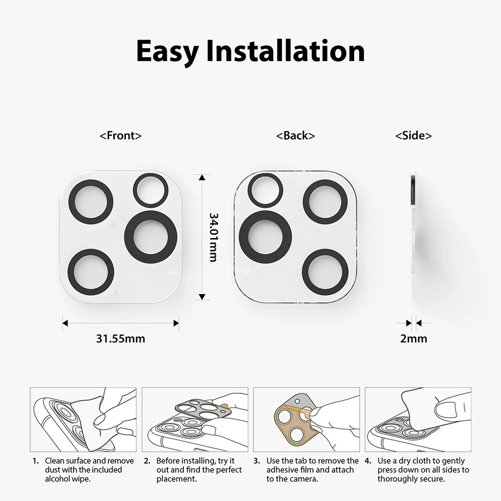 Picture of Apple iPhone 12 Pro Max 6.7 | Ringke Camera Glass Protector for Apple iPhone 12 Pro Max 6.7 (Clear)