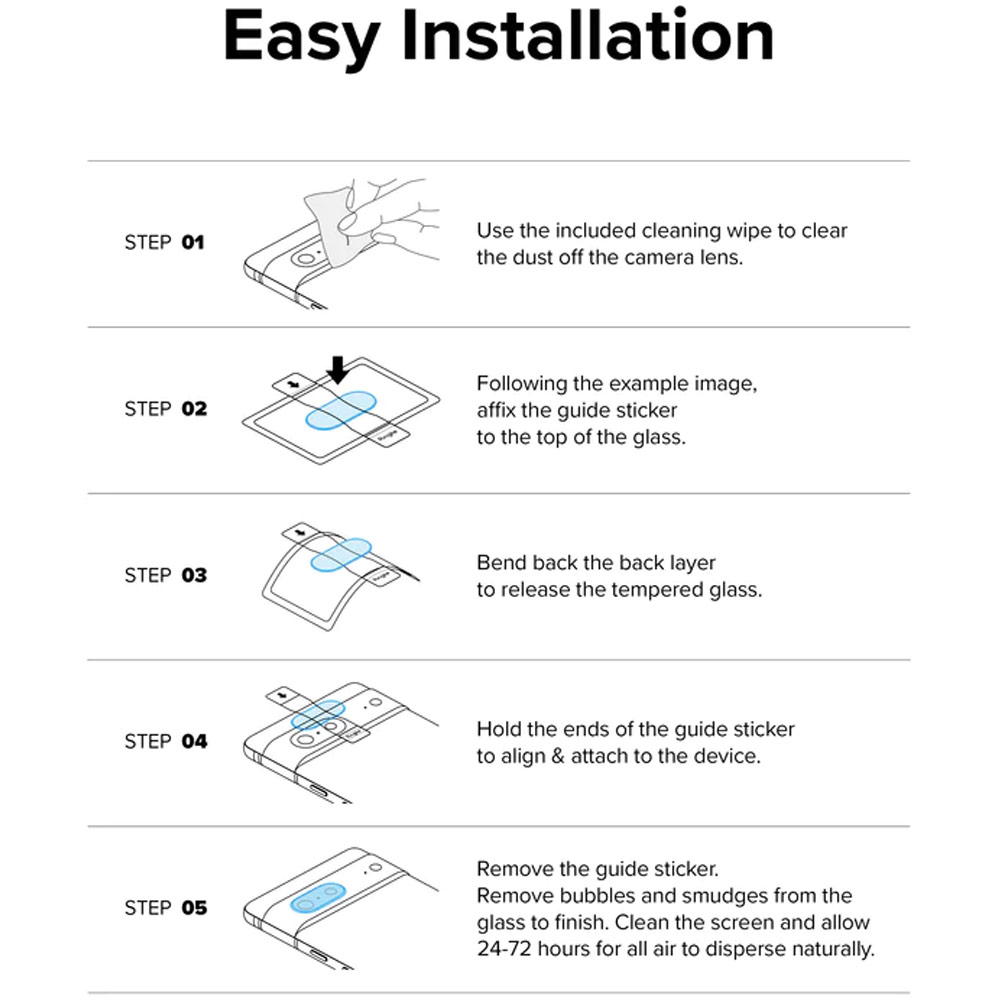 Picture of Google Pixel 7a  | Ringke Camera Protector Glass Tempered Glass for Google Pixel 7a (3pcs Pack)
