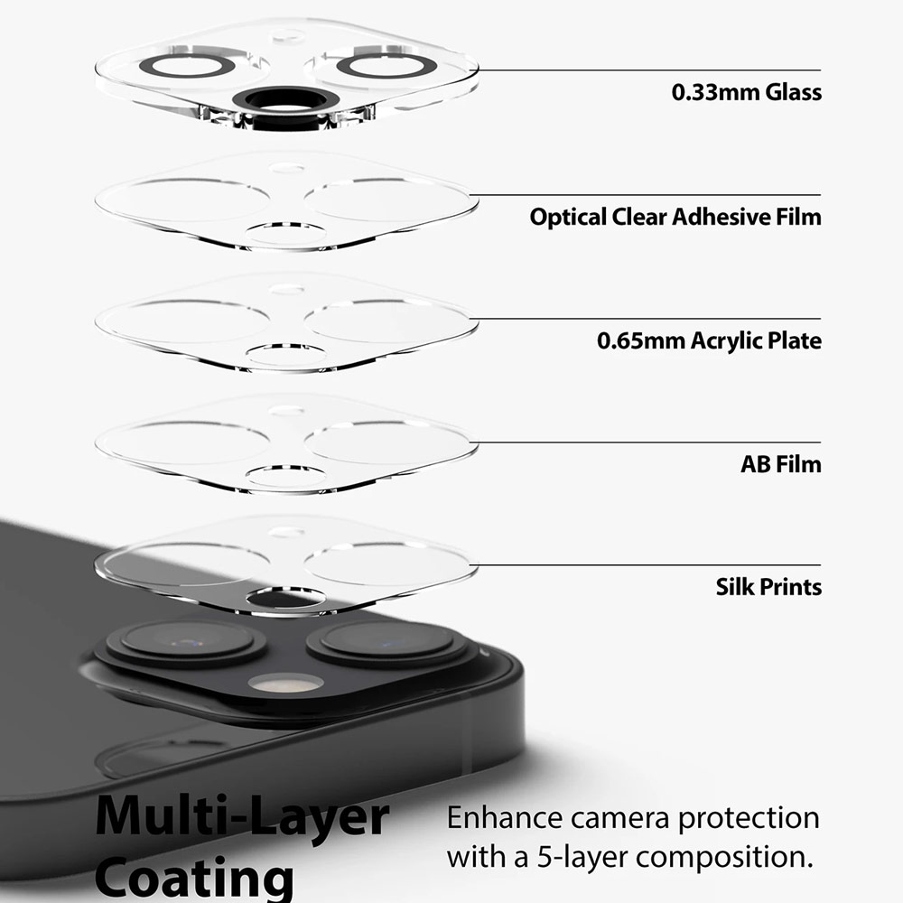 Picture of Apple iPhone 13 6.1  | Ringke Camera Glass Protector for Apple iPhone 13 6.1 iPhone 13 Mini 5.4  (Clear)
